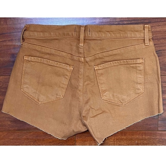 NWT L'AGENCE Camel Distressed‎ Denim Mid Rise Raw Hem Cutoff Jean Shorts 25 - Picture 4 of 7